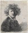 REMBRANDT VAN RIJN Self Portrait with Curly Hair and White Collar: Bust.